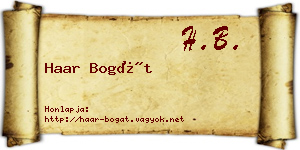 Haar Bogát névjegykártya